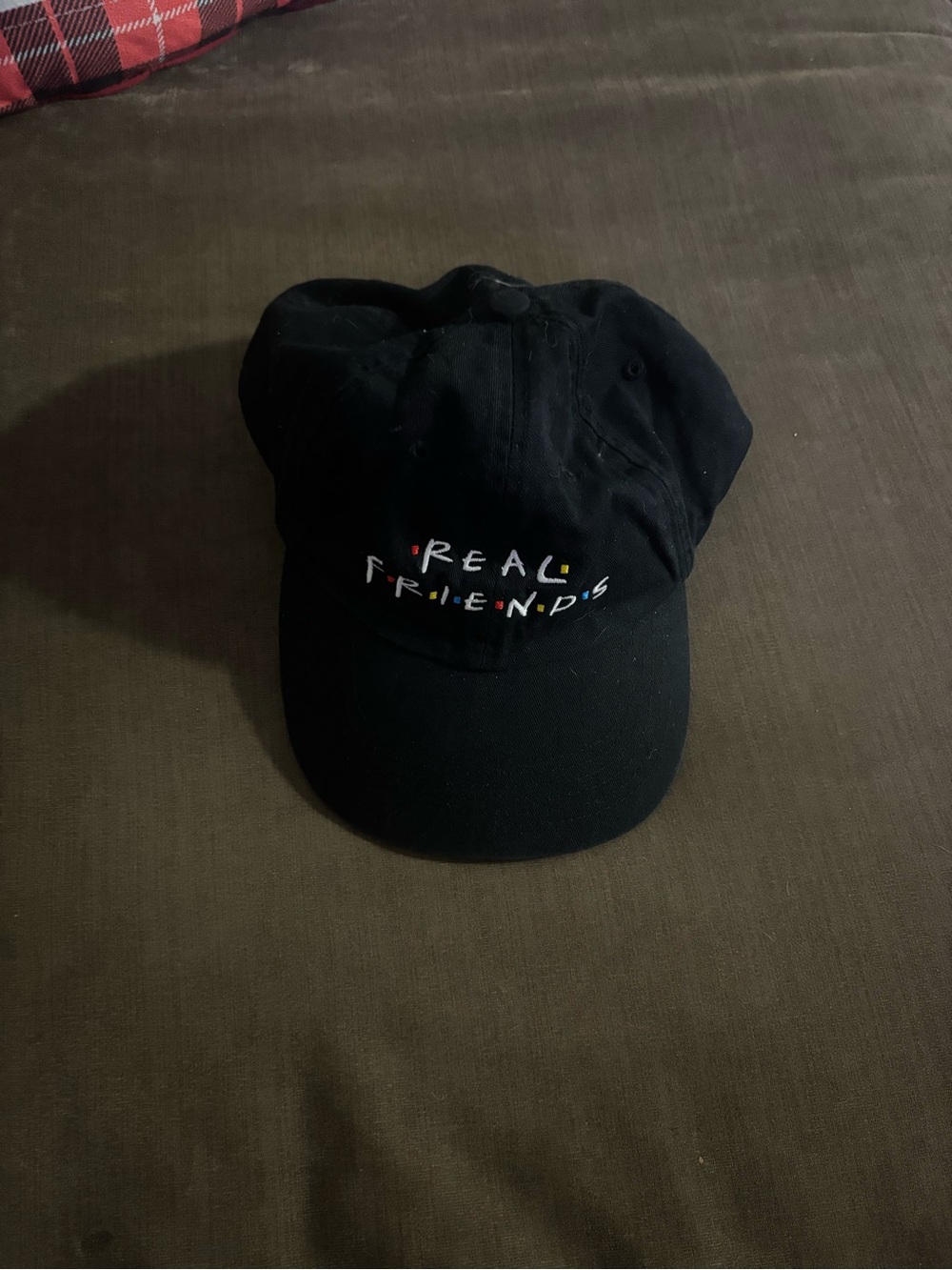 Black 'Real Friends' Embroidered Baseball Cap